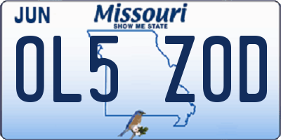 MO license plate OL5Z0D