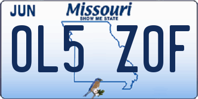 MO license plate OL5Z0F
