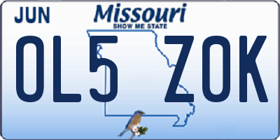 MO license plate OL5Z0K