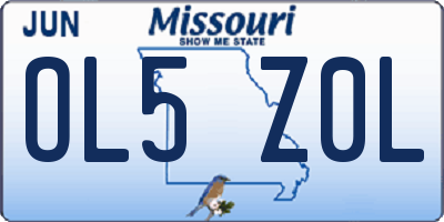 MO license plate OL5Z0L
