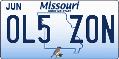 MO license plate OL5Z0N