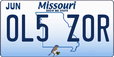 MO license plate OL5Z0R