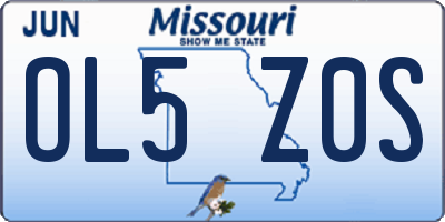 MO license plate OL5Z0S