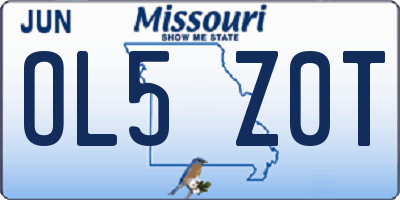 MO license plate OL5Z0T