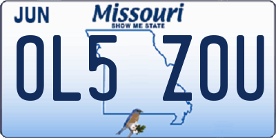 MO license plate OL5Z0U