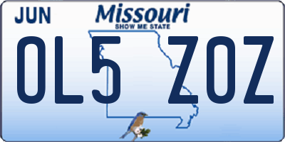 MO license plate OL5Z0Z