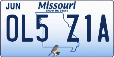 MO license plate OL5Z1A