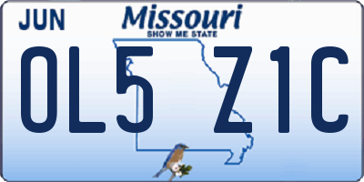 MO license plate OL5Z1C