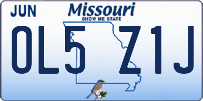 MO license plate OL5Z1J