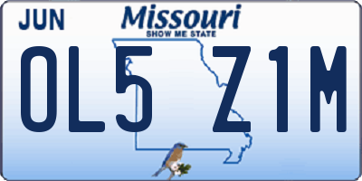 MO license plate OL5Z1M
