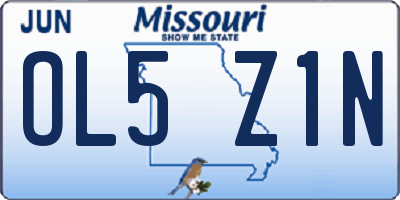 MO license plate OL5Z1N