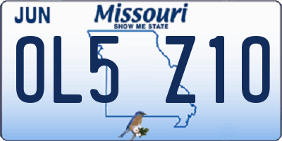 MO license plate OL5Z1O