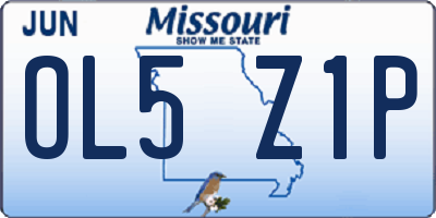 MO license plate OL5Z1P