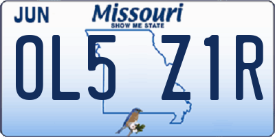 MO license plate OL5Z1R