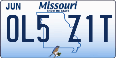 MO license plate OL5Z1T