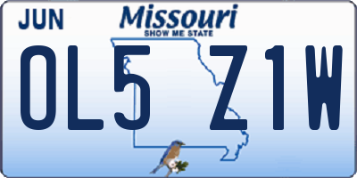 MO license plate OL5Z1W