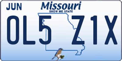 MO license plate OL5Z1X