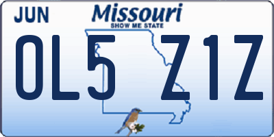 MO license plate OL5Z1Z