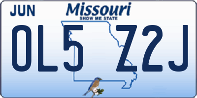MO license plate OL5Z2J
