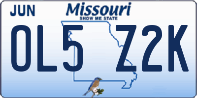 MO license plate OL5Z2K