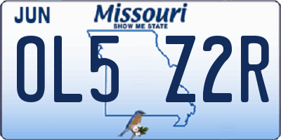 MO license plate OL5Z2R