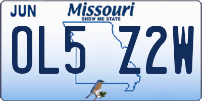 MO license plate OL5Z2W