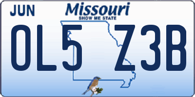 MO license plate OL5Z3B