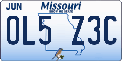 MO license plate OL5Z3C