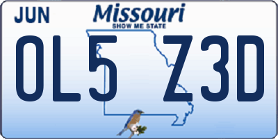 MO license plate OL5Z3D