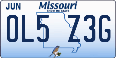MO license plate OL5Z3G
