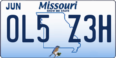 MO license plate OL5Z3H