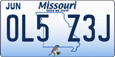 MO license plate OL5Z3J