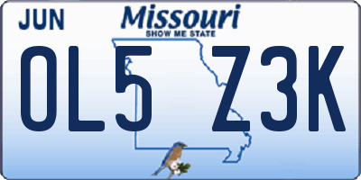 MO license plate OL5Z3K