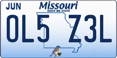 MO license plate OL5Z3L