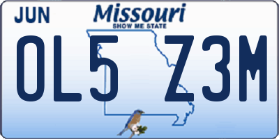 MO license plate OL5Z3M