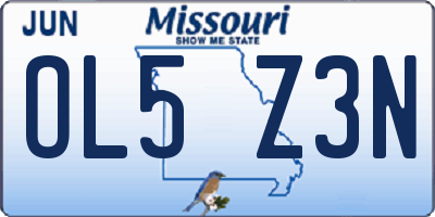 MO license plate OL5Z3N