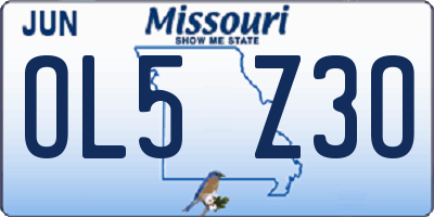 MO license plate OL5Z3O