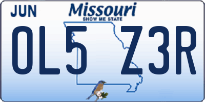 MO license plate OL5Z3R
