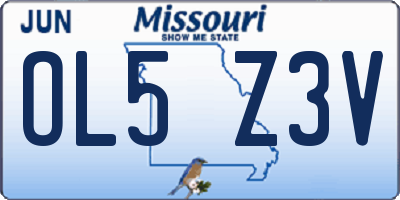 MO license plate OL5Z3V