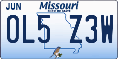 MO license plate OL5Z3W