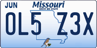 MO license plate OL5Z3X