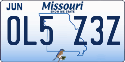 MO license plate OL5Z3Z