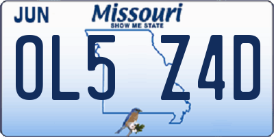 MO license plate OL5Z4D
