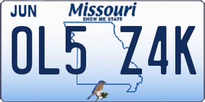 MO license plate OL5Z4K