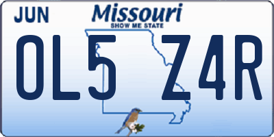 MO license plate OL5Z4R