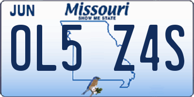 MO license plate OL5Z4S
