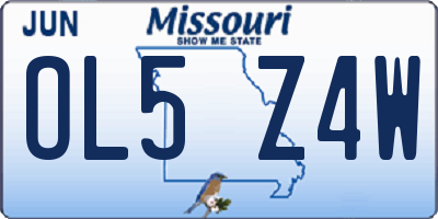 MO license plate OL5Z4W