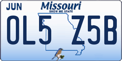MO license plate OL5Z5B