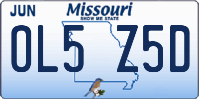MO license plate OL5Z5D