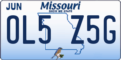 MO license plate OL5Z5G